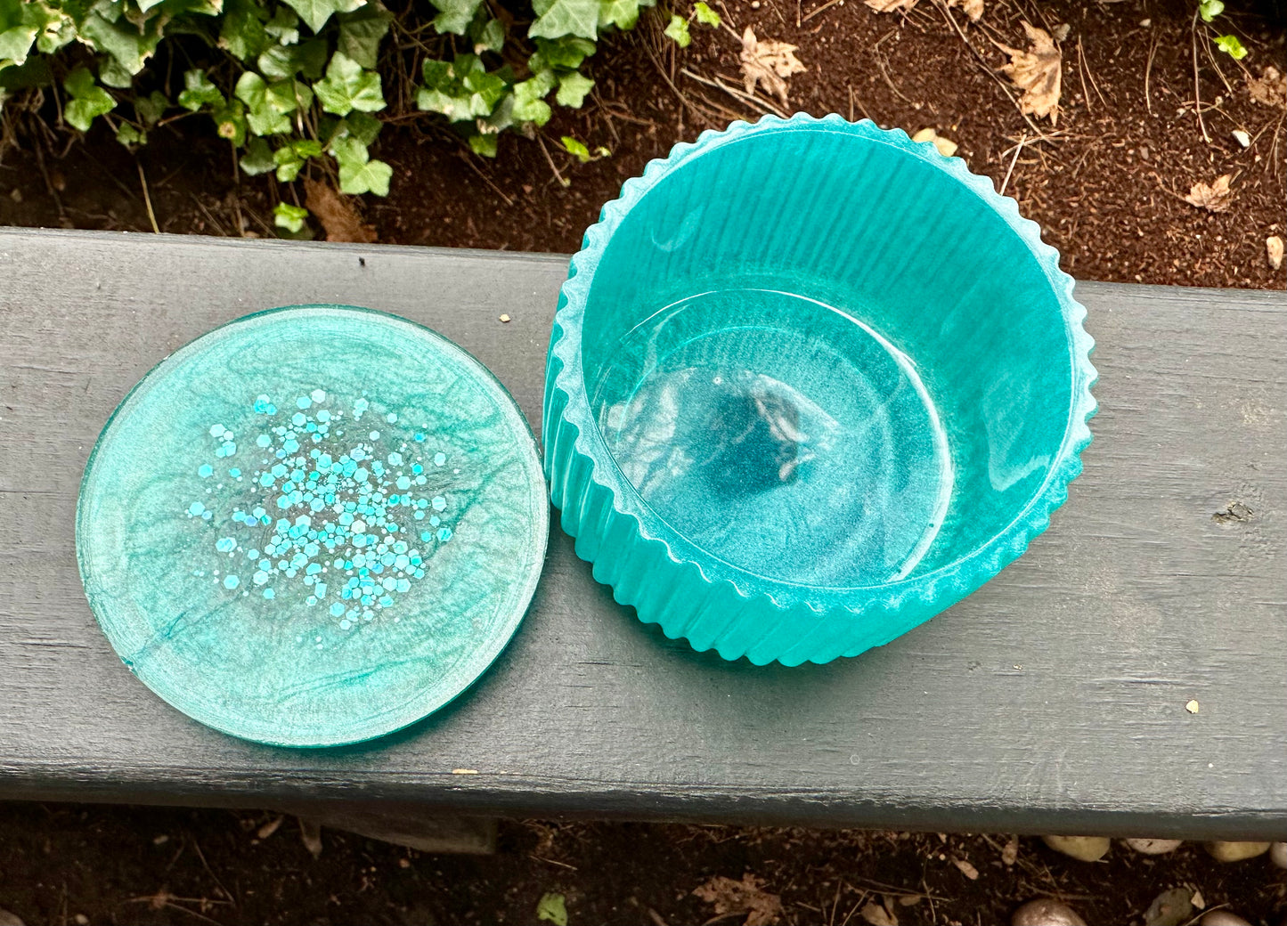 Teal Resin Jar