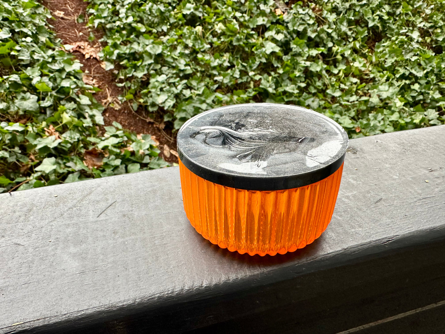 Orange and Black Halloween Resin Jar