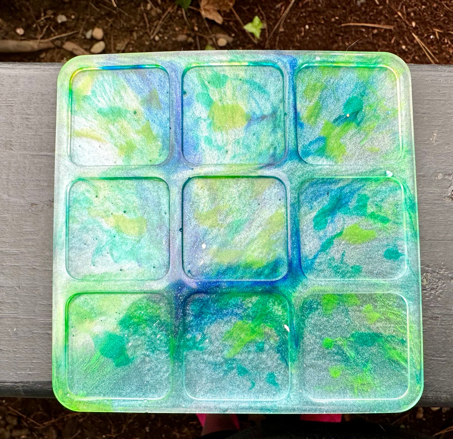 Green/Purple/Glow in the Dark White Resin Tic-Tac-Toe